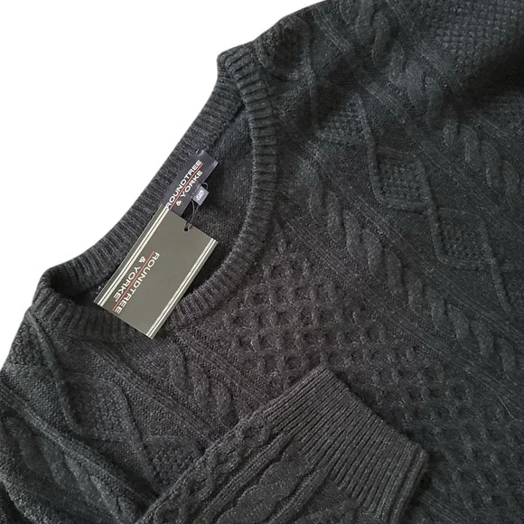 NWT Roundtree & Yorke 4X 4XL Navy Wool Blend Fisherman Style Sweater - Picture 1 of 7